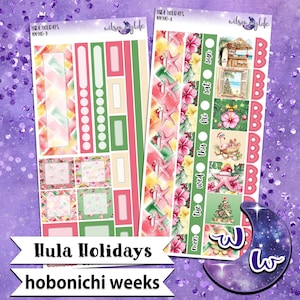 Hula Holidays, Christmas in July, weekly sticker kit, HOBONICHI WEEKS format, a la carte and bundle options. WW910