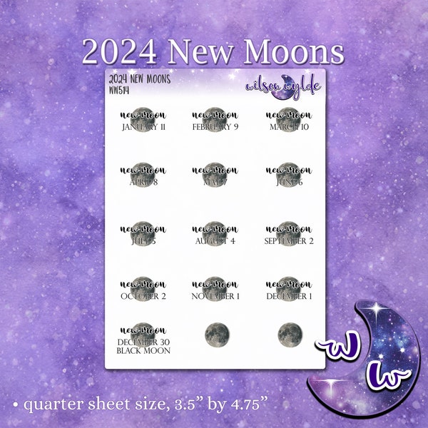 2024 New Moon planner stickers, WW514