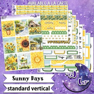 Kit d'autocollants hebdomadaire Sunny Days, format VERTICAL STANDARD, options à la carte et en lot. WW865