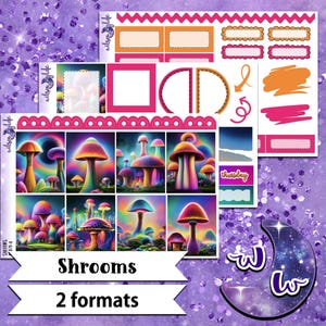 Mini kit d'autocollants hebdomadaires Champis, format Cousin ou vertical standard, options à la carte et en lot. WW871