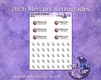 2026 Mercury Retrogrades planner stickers, WW953