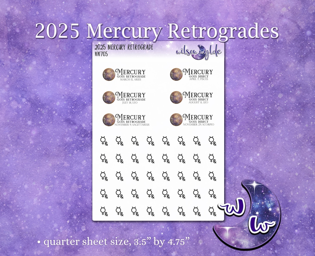 2025 Mercury Retrogrades Planner Stickers, WW705 Etsy
