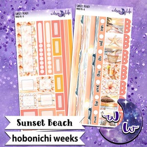 Sunset Beach weekly sticker kit, HOBONICHI WEEKS format, a la carte and bundle options. WW895