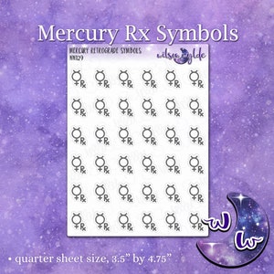 Mercury Retrograde symbols planner stickers, WW129