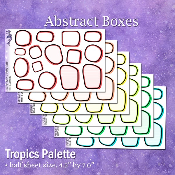 Abstract Boxes, Tropics palette, functional deco planner stickers, WW653