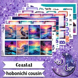 Coastal full weekly sticker kit, HOBONICHI COUSIN format, a la carte and bundle options. WW490