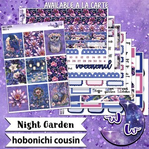 Night Garden weekly sticker kit, HOBONICHI COUSIN format, a la carte and bundle options. WW857