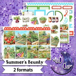 Summer's Bounty mini weekly sticker kit, Cousin or Standard Vertical format, a la carte and bundle options. WW930