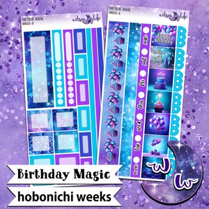 Birthday Magic weekly sticker kit, HOBONICHI WEEKS format, a la carte and bundle options. WW605