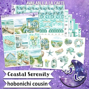 Coastal Serenity weekly sticker kit, HOBONICHI COUSIN format, a la carte and bundle options. WW904