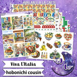 Viva L'Italia weekly sticker kit, HOBONICHI COUSIN format, a la carte and bundle options. WW932