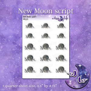 New Moon Script planner stickers, WW223