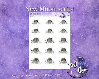 New Moon Script planner stickers, WW223