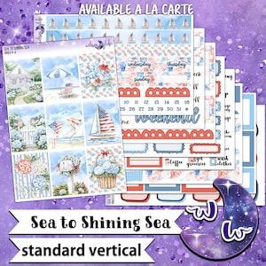 Kit d'autocollants hebdomadaires Sea to Shining Sea, format VERTICAL STANDARD, options à la carte et groupées. Jour de l'indépendance patriotique, WW857