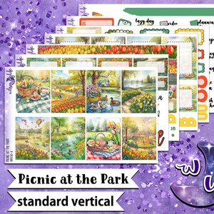 Kit hebdomadaire complet d'autocollants Picnic at the Park, format STANDARD VERTICAL, options à la carte et forfait. WW430