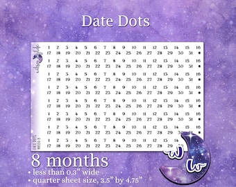 Date Dots planner stickers, WW554