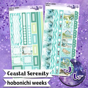Coastal Serenity weekly sticker kit, HOBONICHI WEEKS format, a la carte and bundle options. WW911