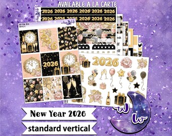 New Year 2026 weekly sticker kit, STANDARD VERTICAL format, a la carte and bundle options. WW992