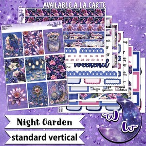 Kit d'autocollants hebdomadaires Jardin de nuit, format VERTICAL STANDARD, options à la carte et en lot. WW857