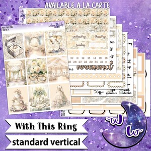 Avec ce kit d'autocollants hebdomadaires This Ring, format VERTICAL STANDARD, options à la carte et offres groupées. Je t'épouse, jour du mariage, oui, anniversaire WW821