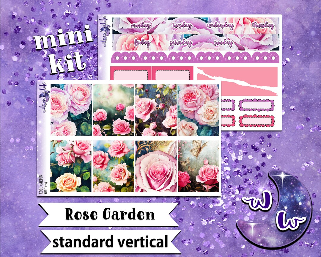 Rose Garden Mini Weekly Sticker Kit, STANDARD VERTICAL Format, a La ...