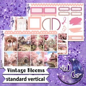Mini kit d'autocollants hebdomadaires Blooms vintage, format VERTICAL STANDARD, options à la carte et en lot. WW834