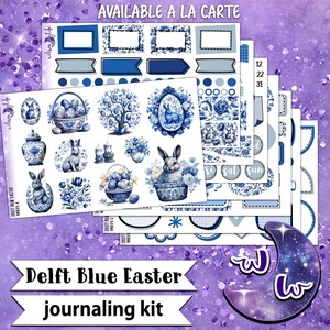 Zestaw naklejek do dziennika Delft Blue Easter, opcje a la carte i pakietowe. WW813