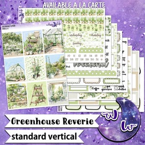 Kit d'autocollants hebdomadaire Greenhouse Reverie, format VERTICAL STANDARD, options à la carte et groupées. Jardinage, main verte, WW862
