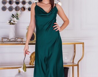 bright green silk dress