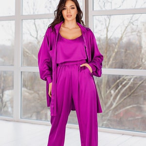 Plus size silk pants suit new arrivals