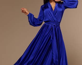 Royal Blue Silk Bridesmaid Dress Long ...