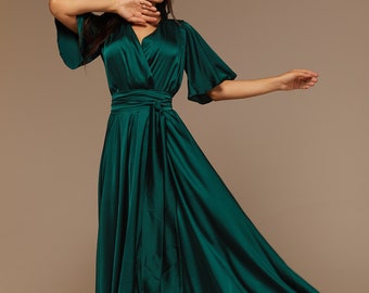 maxi dark green dress