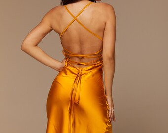 silky orange dress