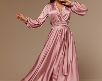 blush maxi dress long sleeve