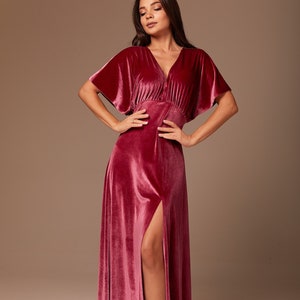 Raspberry chiffon deals embellished maxi dress