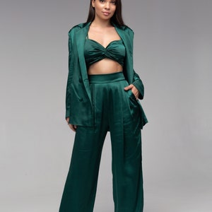 Emerald green sale satin pants