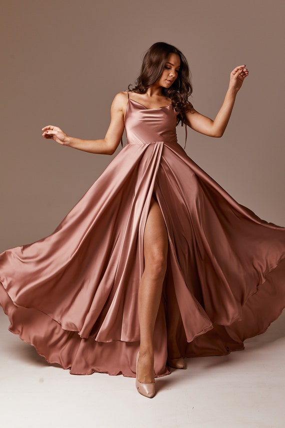 gold satin bridesmaid dresses