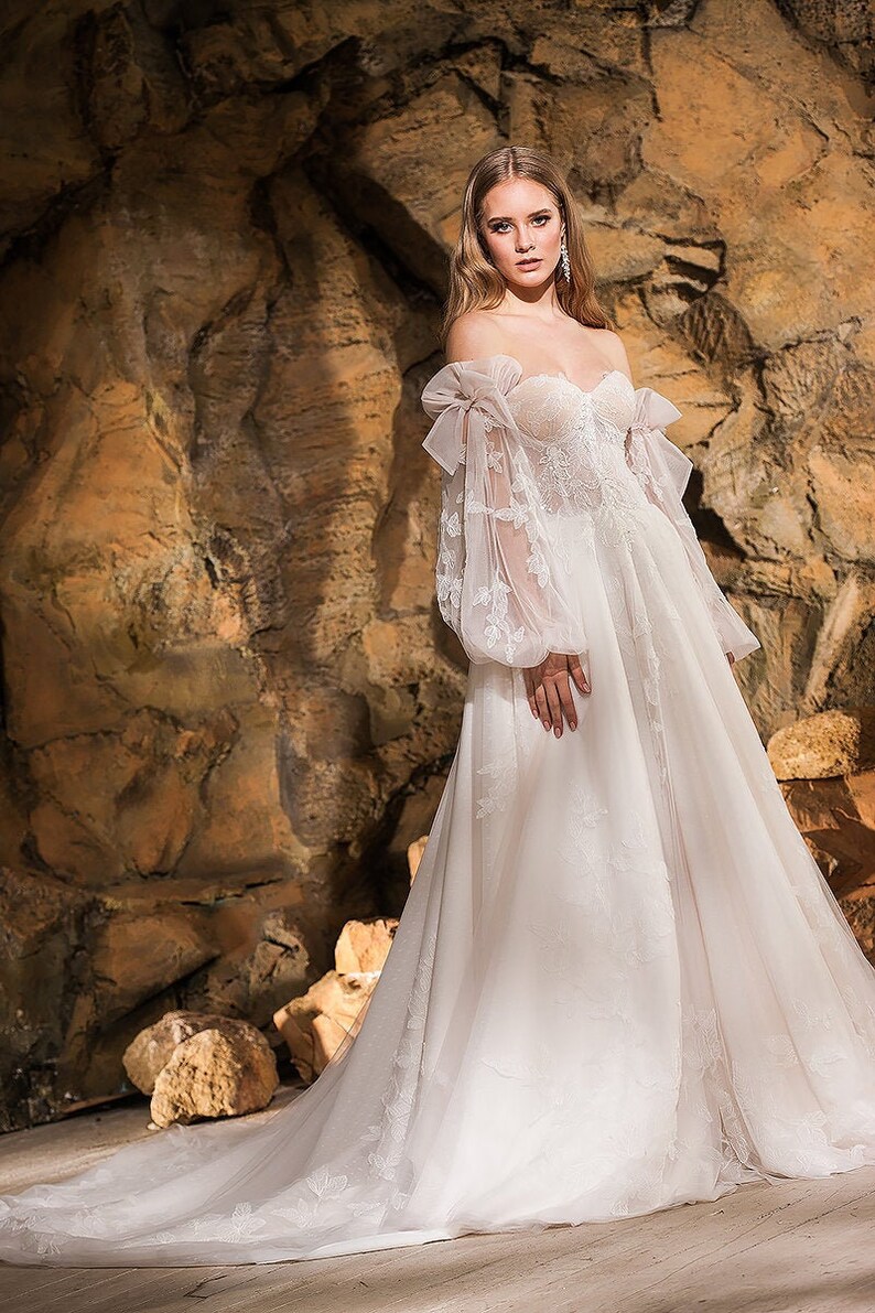 Tender Wedding Dress,Floral Wedding Dress,Princess Bridal Dress, Bridal Gown, Victoria Angel Store, Etsy