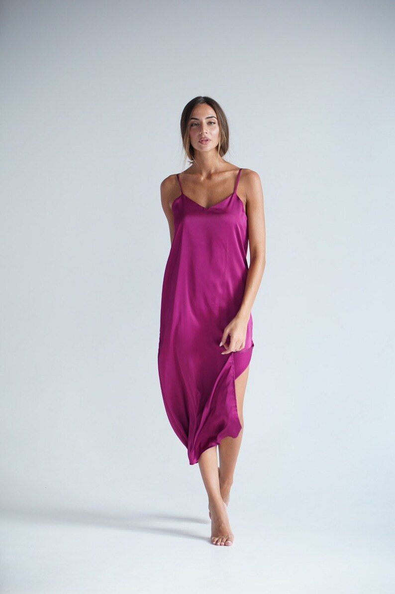 VOA 100% Silk Midi Dress Women Mint Green V Neck Mori Girl Summer Pleated Dresses Short Sleeve 