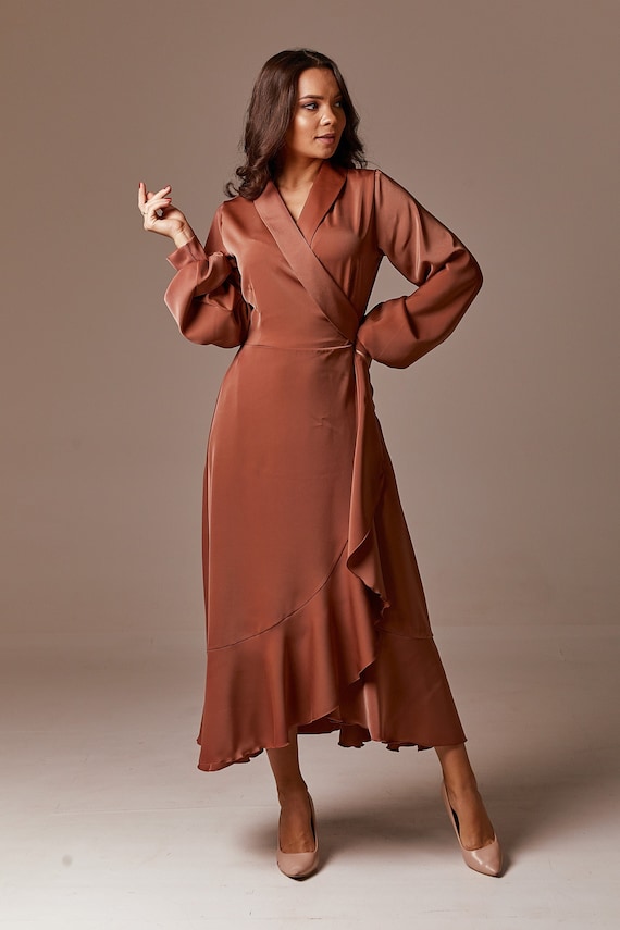 copper satin dress