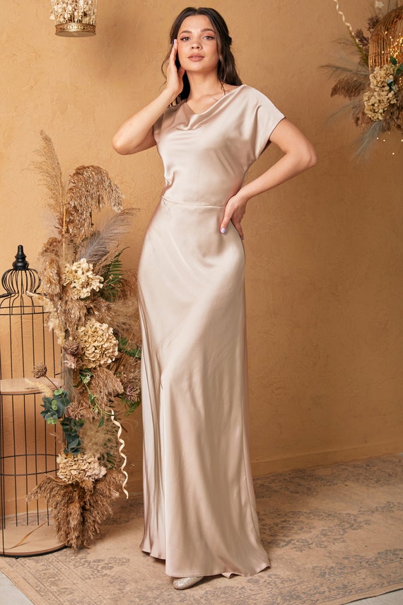 Champagne dress silk store