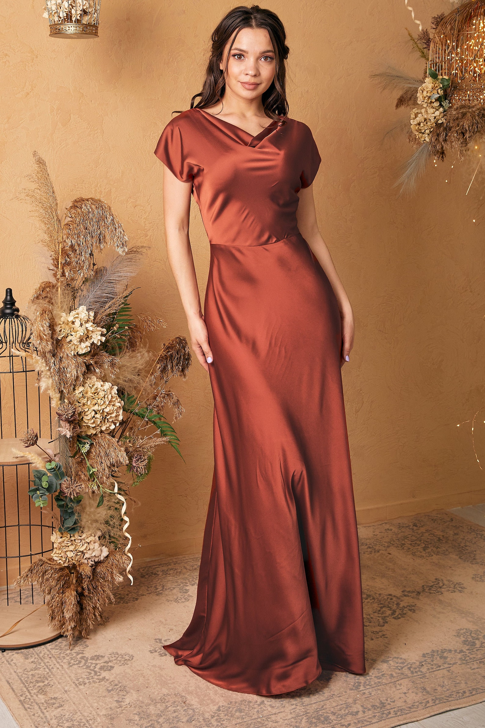 satin rust bridesmaid dress satin rust bridesmaid dress