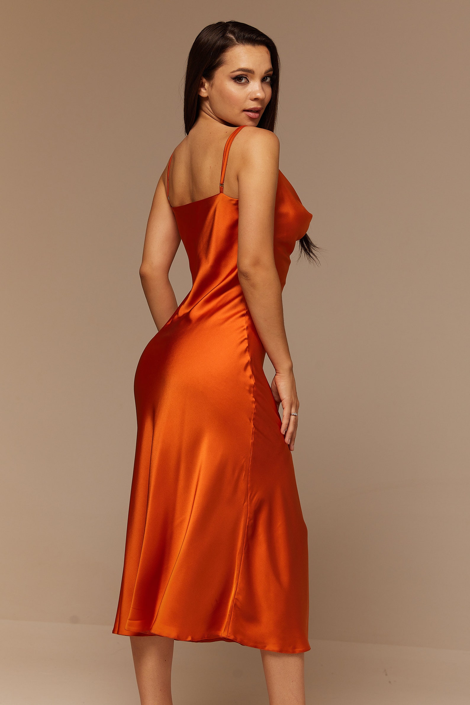 burnt orange satin robe