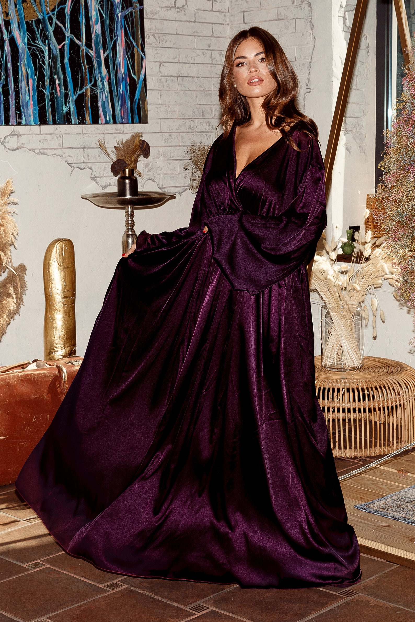 Dark Purple Silk Plus Size Maxi Dressboho Kaftan | Etsy