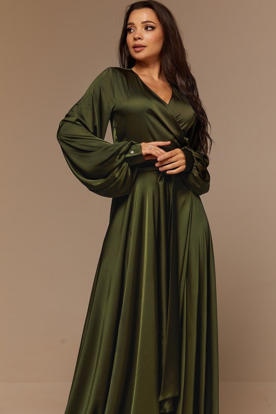 olive green long sleeve dress