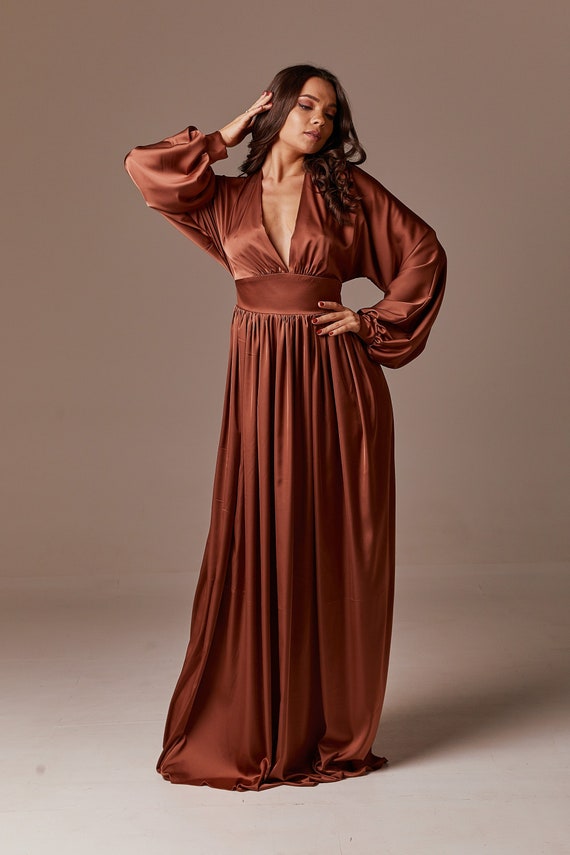 bronze silk dress