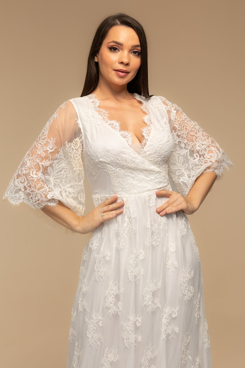Ivory Lace Wedding Dress Boho Wedding Dress Sample Wedding - Etsy