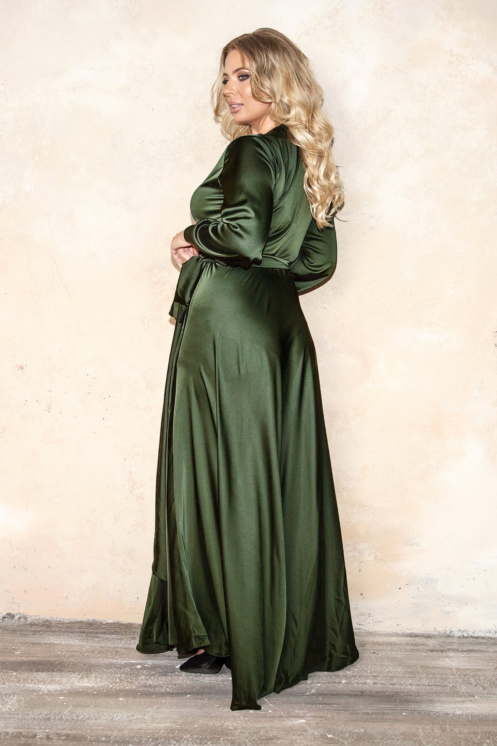 olive green satin robe