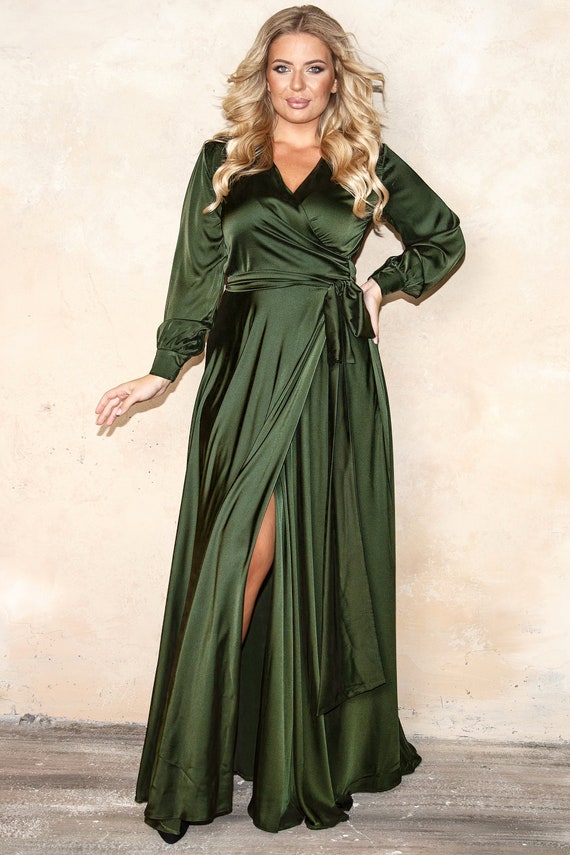 olive green plus size dress