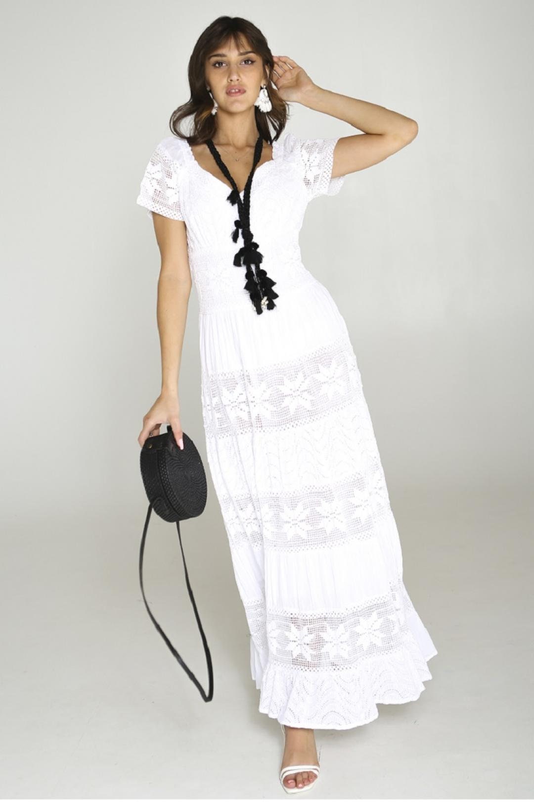 White Summer Cotton Lace Dress Etsy